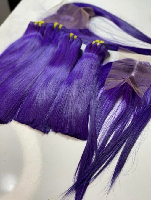 10″ Gucci Bone straight Wig (purple) 2×6 closure