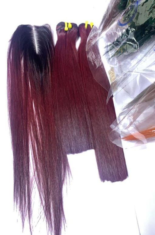 14" Mirror Bone Straight(burgundy) 200g 2x6