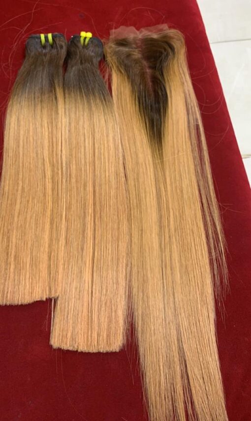 16" SDD Bone Straight (Dark Root) 2x6 Closure